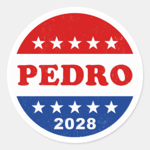 Pedro 2028 Retro Red White Blue Campaign Button Classic Round Sticker