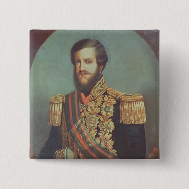 Pedro II  Emperor of Brazil 2 Inch Square Button (Front)