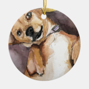 Pedro the Chiweenie Ceramic Ornament