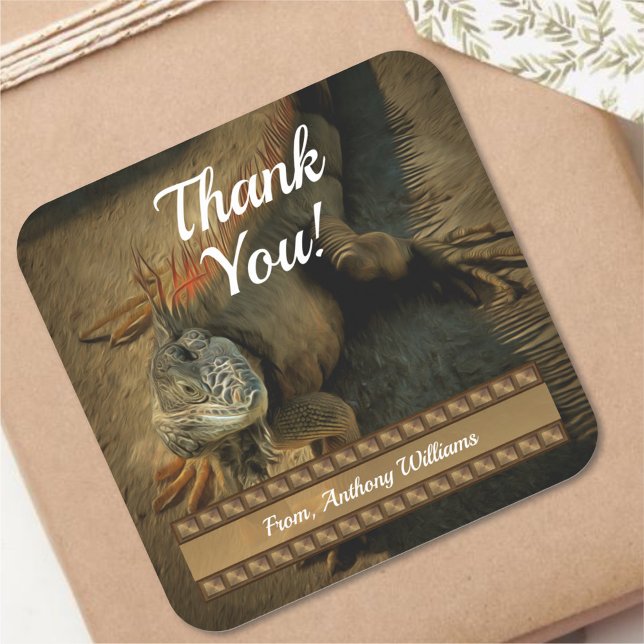 Pedro the Iguana Thank You 0768 Square Sticker (Creator Uploaded)