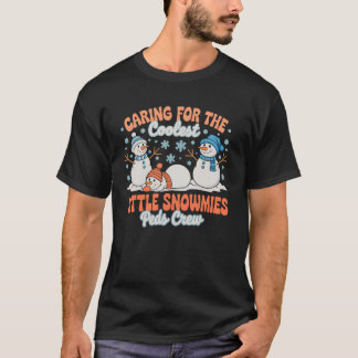 Peds Crew Caring Coolest Little Snowmies Christmas T-Shirt