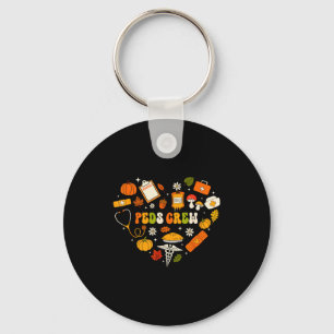 Peds Crew Nurse Fall Heart Pediatric Pumpkin Thank Keychain