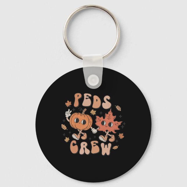 PEDS Crew Pumpkin Thanksgiving Fall Pediatric Nurs Keychain (Front)