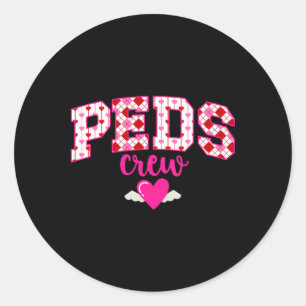 Peds Crew Valentine Pediatric Nurse Squad Valentin Classic Round Sticker