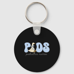 Peds Goose Pediatric Nurse Blue Gingham Work Peds Keychain