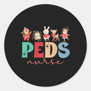 Peds Nurse Christmas Pediatric Nurse Xmas Party  Classic Round Sticker
