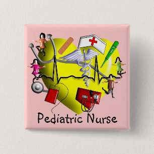 Peds Nurse Gifts-Adorable 3D Graphic ARt 2 Inch Square Button