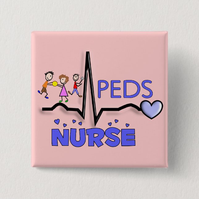 PEDS NURSE QRS Design T-Shirts & Gifts 2 Inch Square Button (Front)