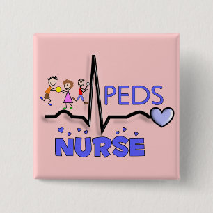 PEDS NURSE QRS Design T-Shirts & Gifts 2 Inch Square Button