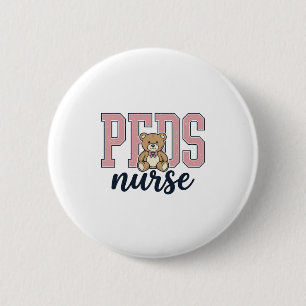 Peds Nurse Teddy Bear Vintage Shirt Design_1 2 Inch Round Button