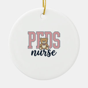 Peds Nurse Teddy Bear Vintage Shirt Design_1 Ceramic Ornament