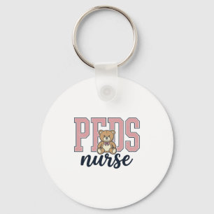 Peds Nurse Teddy Bear Vintage Shirt Design_1 Keychain