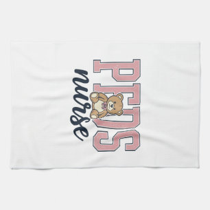 Peds Nurse Teddy Bear Vintage Shirt Design_1 Kitchen Towel