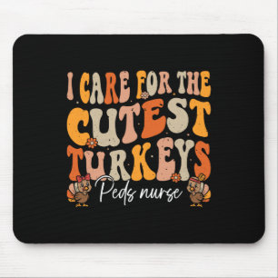 Peds Nurse Thanksgiving Cutest Turkeys Retro Fall  Mouse Pad