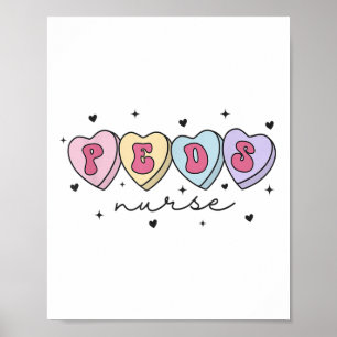 Peds Nurse Valentines Day Heart Pediatric Nurse Ca Poster