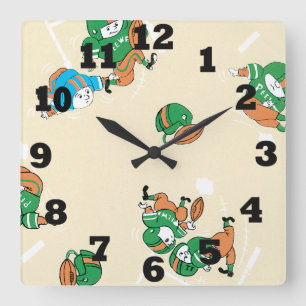 Pee Wee Football Square Wall Clock