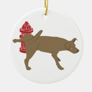 Peeing Dog Ceramic Ornament