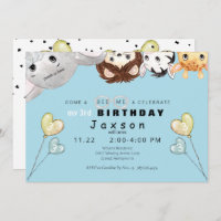 Peek-a-boo Animals Boy's Birthday Party Invitation