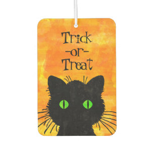 Peek-A-Boo Black Cat Orange Trick-or-Treat Air Freshener
