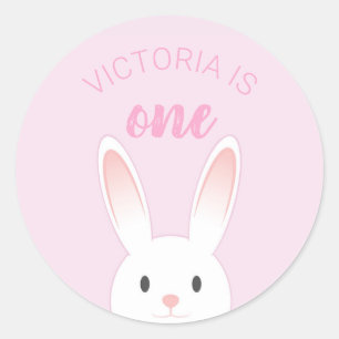 Peek-a-boo Bunny Personalized Kids Birthday Classic Round Sticker