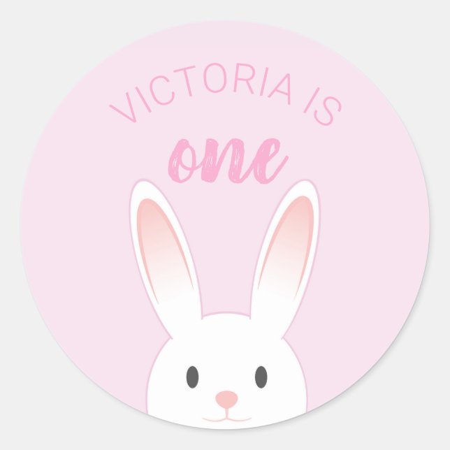Peek-a-boo Bunny | Personalized Kids Birthday Classic Round Sticker (Front)