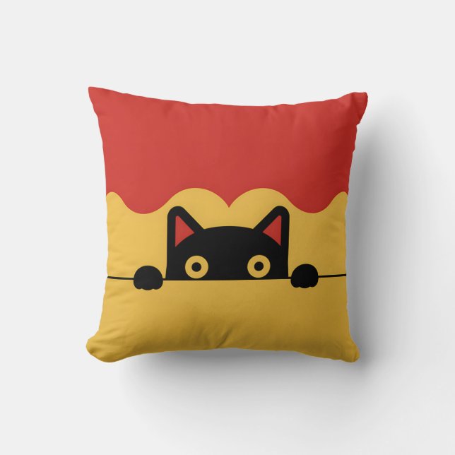 Peek-a-Boo Cat Minimalist  Throw Pillow (Front)