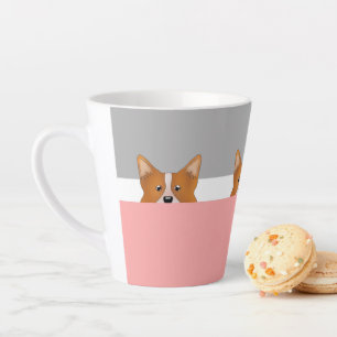 "Peek a Boo" Corgi Dog   Latte Mug