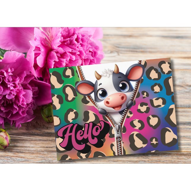 Peek A Boo Cow Hello Postcard (Creator Uploaded)