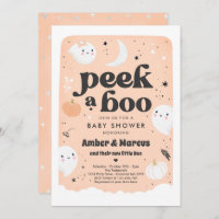 Peek A Boo Cute Peach Ghost Baby Shower