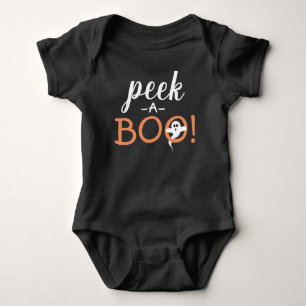 Peek a Boo Cute Spooky Ghost Funny Halloween Baby Bodysuit