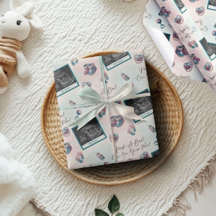"Peek-A-Boo" Gender Reveal Ultrasound Baby Shower Wrapping Paper