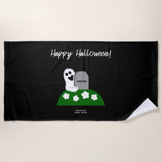 Peek A Boo Ghost Beach Towel (Front)