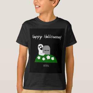 Peek A Boo Ghost Boys Black Basic T Shirt