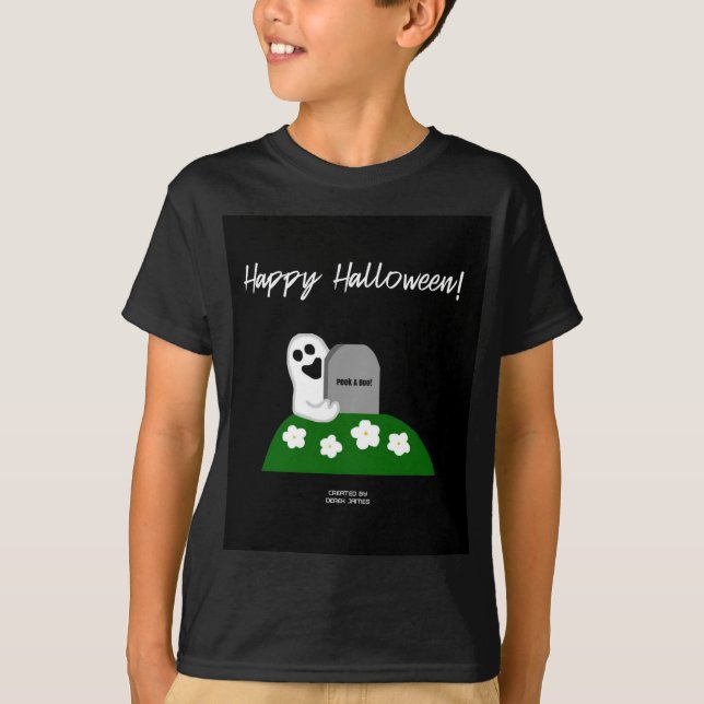 Peek A Boo Ghost Boys Black Basic T Shirt (Front)