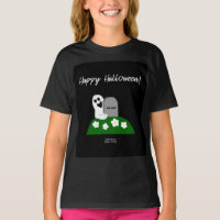 Peek A Boo Ghost Girls Black Basic T Shirt