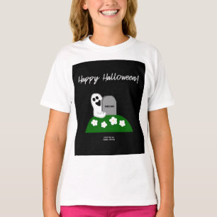 Peek A Boo Ghost Girls White Basic T Shirt
