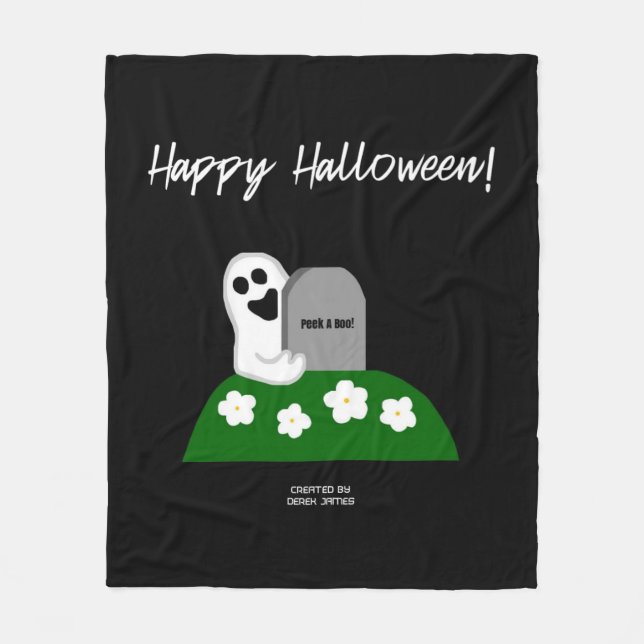Peek A Boo Ghost Medium Fleece Blanket (Front)