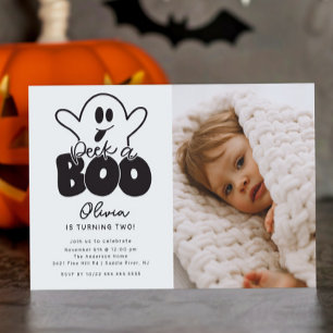Peek A Boo Ghost Photo Birthday  Invitation