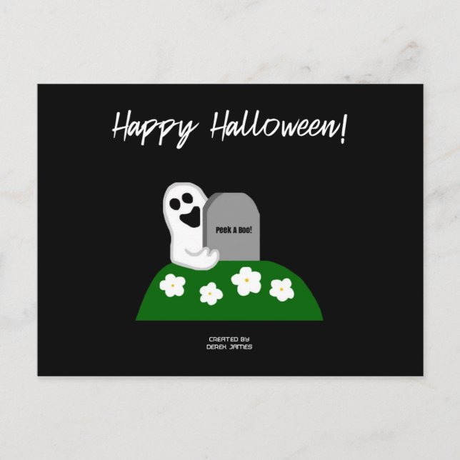 Peek A Boo Ghost Postcard (Front)