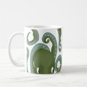 Peek-A-Boo Green Octopus Coffee Mug