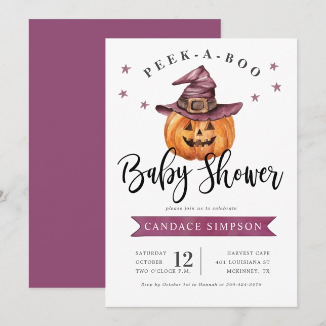 Peek A Boo Halloween Baby Shower Invitation (Front/Back)