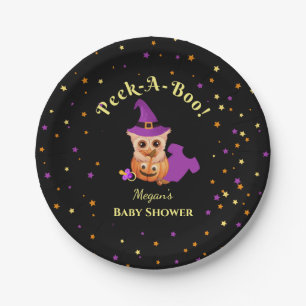 Peek-A-Boo Halloween Baby Shower Paper Plates