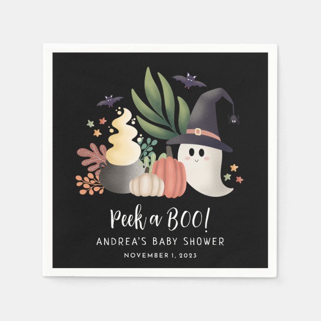 Peek a Boo Halloween Ghost Baby Shower Napkin (Front)