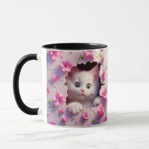 Peek-a-Boo Kitten Blossom Mug
