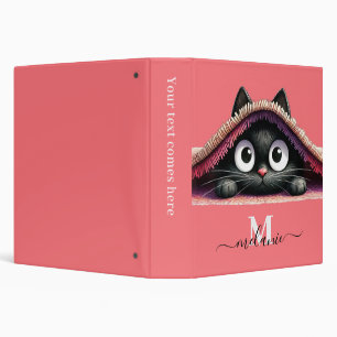 Peek-a-Boo Kitten Script Name Monogram Binder