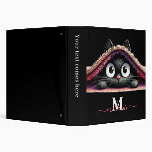 Peek-a-Boo Kitten Script Name Monogram Binder