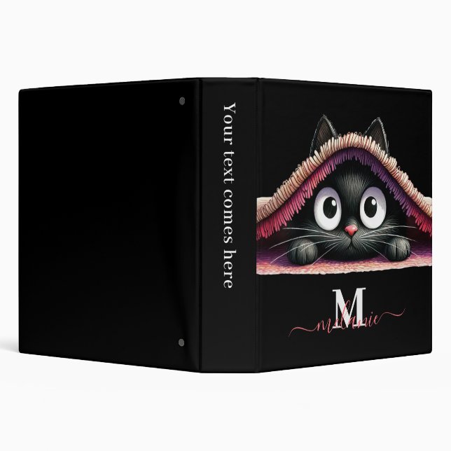 Peek-a-Boo Kitten Script Name Monogram Binder (Background)