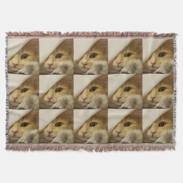 Peek-A-Boo Kitty Throw Blanket (Front)