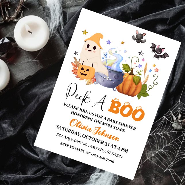 Peek-A-Boo | Little Ghost Halloween Baby Shower Invitation (Creator Uploaded)