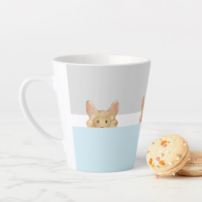 "Peek a Boo" Long Haired Chihuahua Dog | Latte Mug (In Situ)